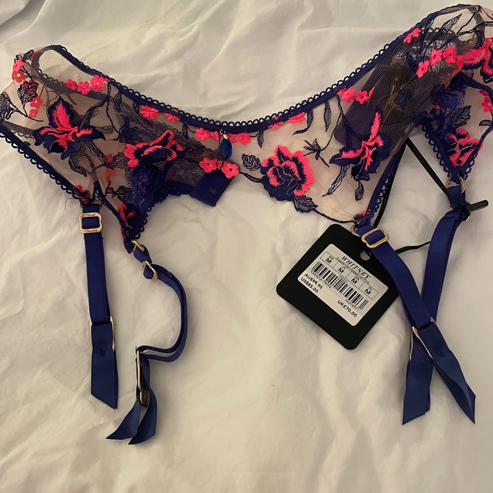 Honey Birdette Whitney Pink Sapphire Garter Belt